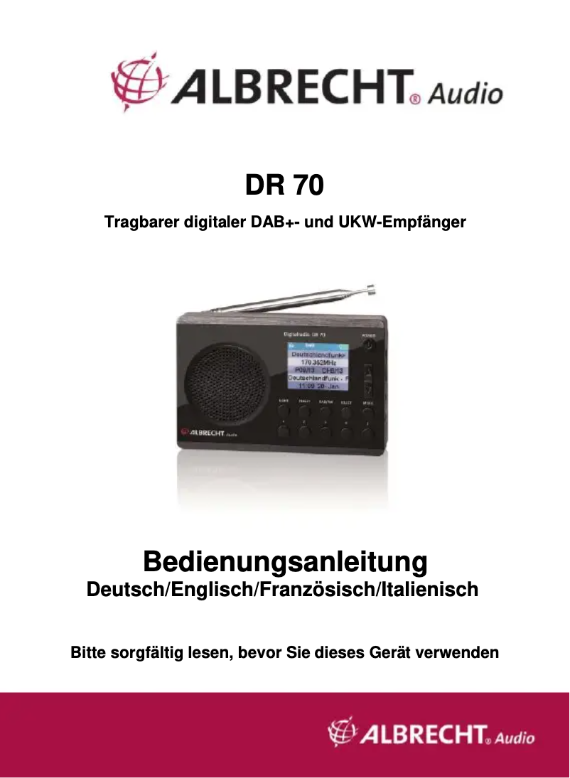 Página 1 del manual Manual de usuario Albrecht DR 70