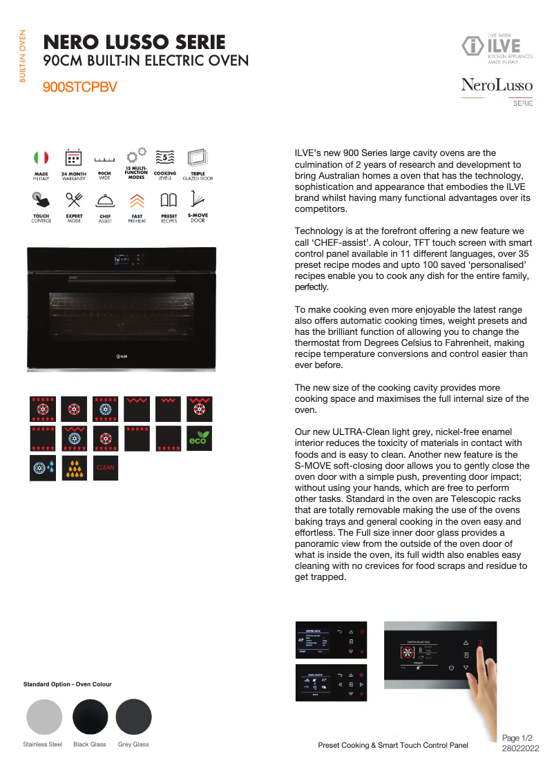 Page n°1 - Fiche technique Ilve 900STCPBV