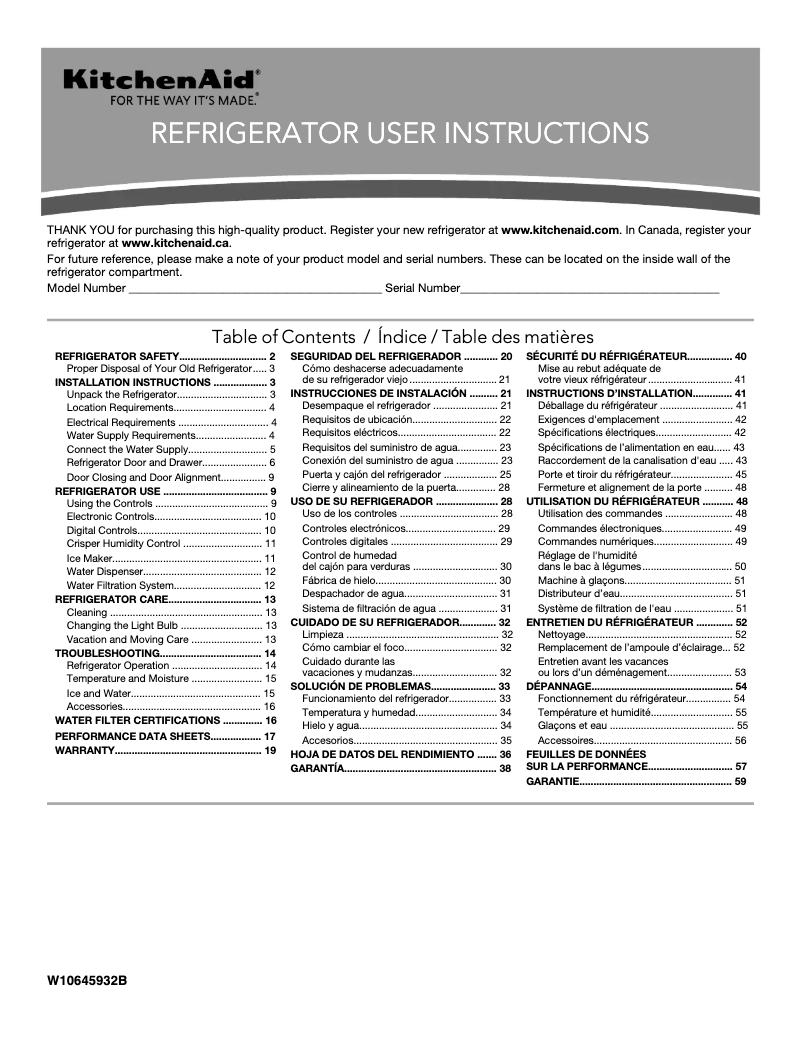 Image de la première page du manuel de l'appareil Architect KBWS22KCBL