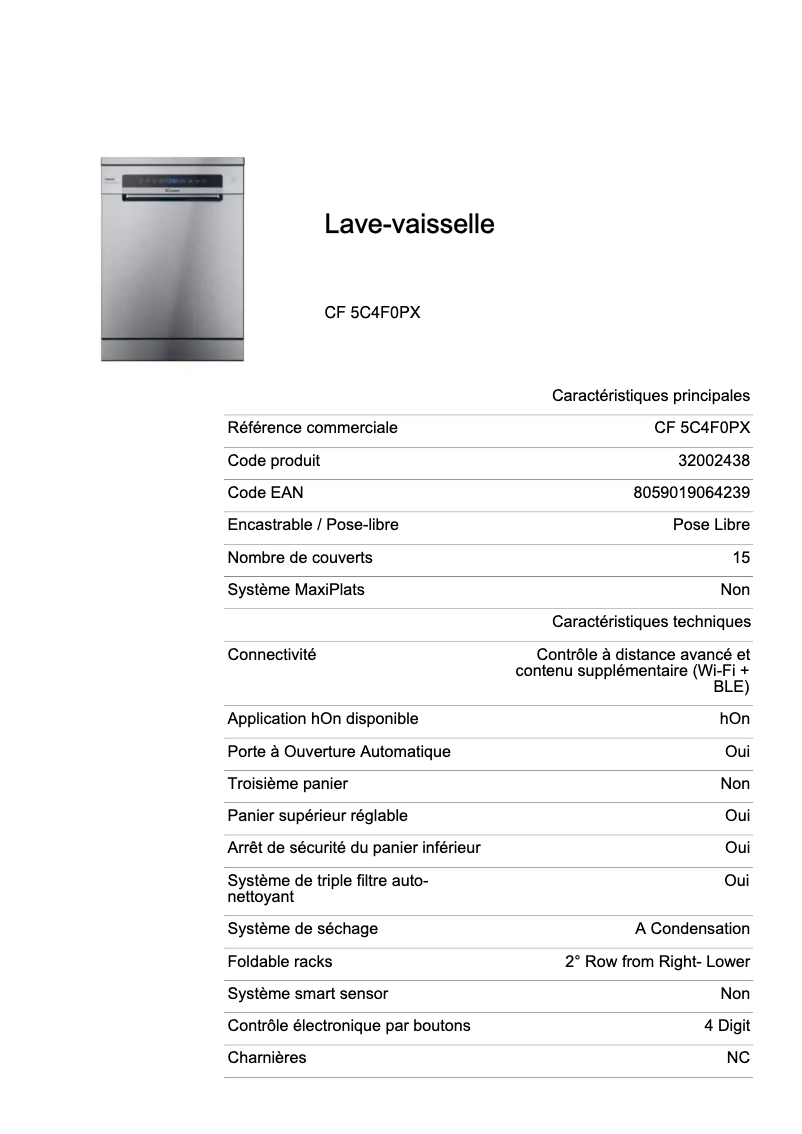 Image de la première page du manuel de l'appareil CF 5C4F0PX