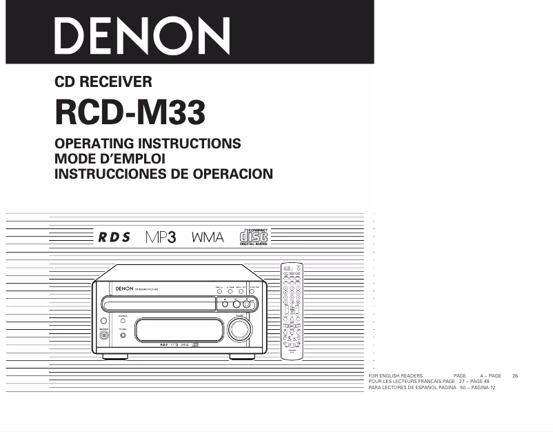Page n°1 - Manuel utilisateur Denon D-M33S