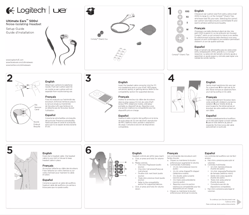 Page n°1 - Manuel utilisateur Ultimate Ears 500