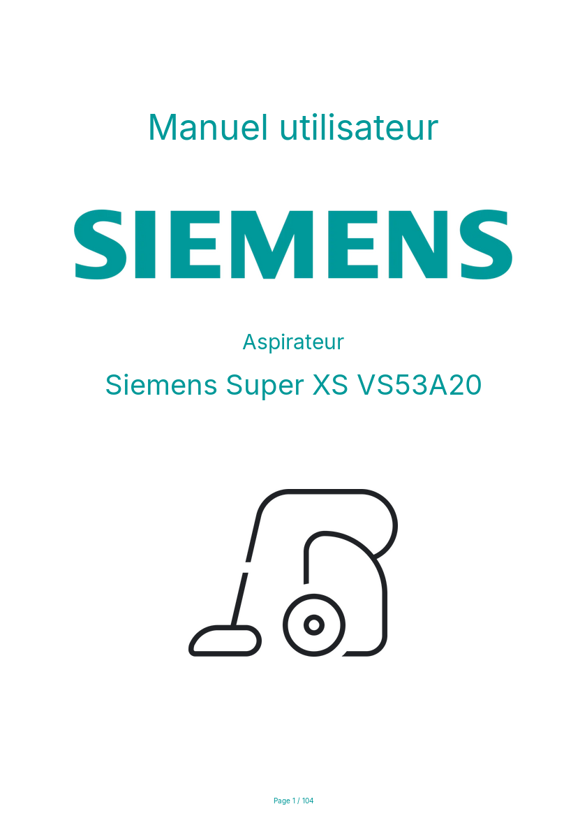 Page n°1 - Manuel utilisateur Siemens Super XS VS53A20