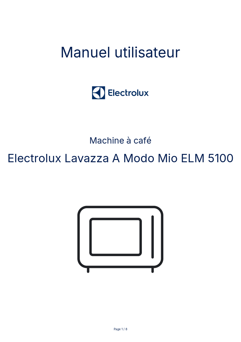 Image de la première page du manuel de l'appareil Lavazza A Modo Mio ELM 5100