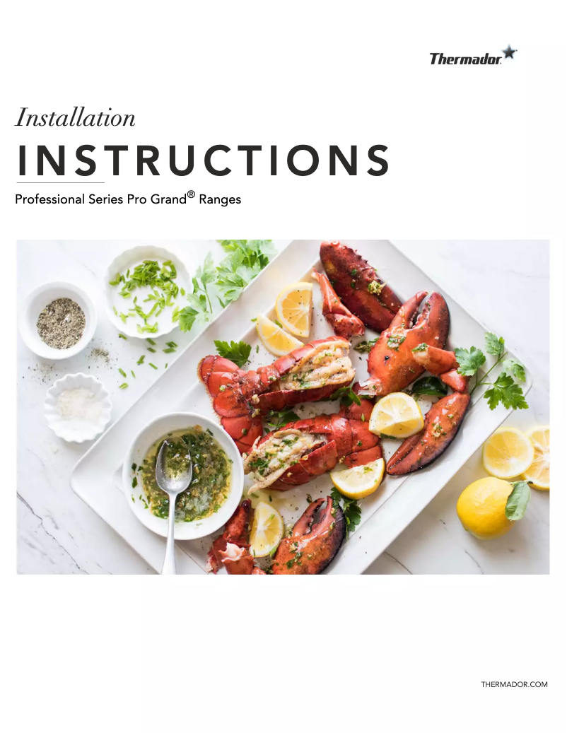Page 1 de la notice Guide d'installation Thermador PRD48WLSGU