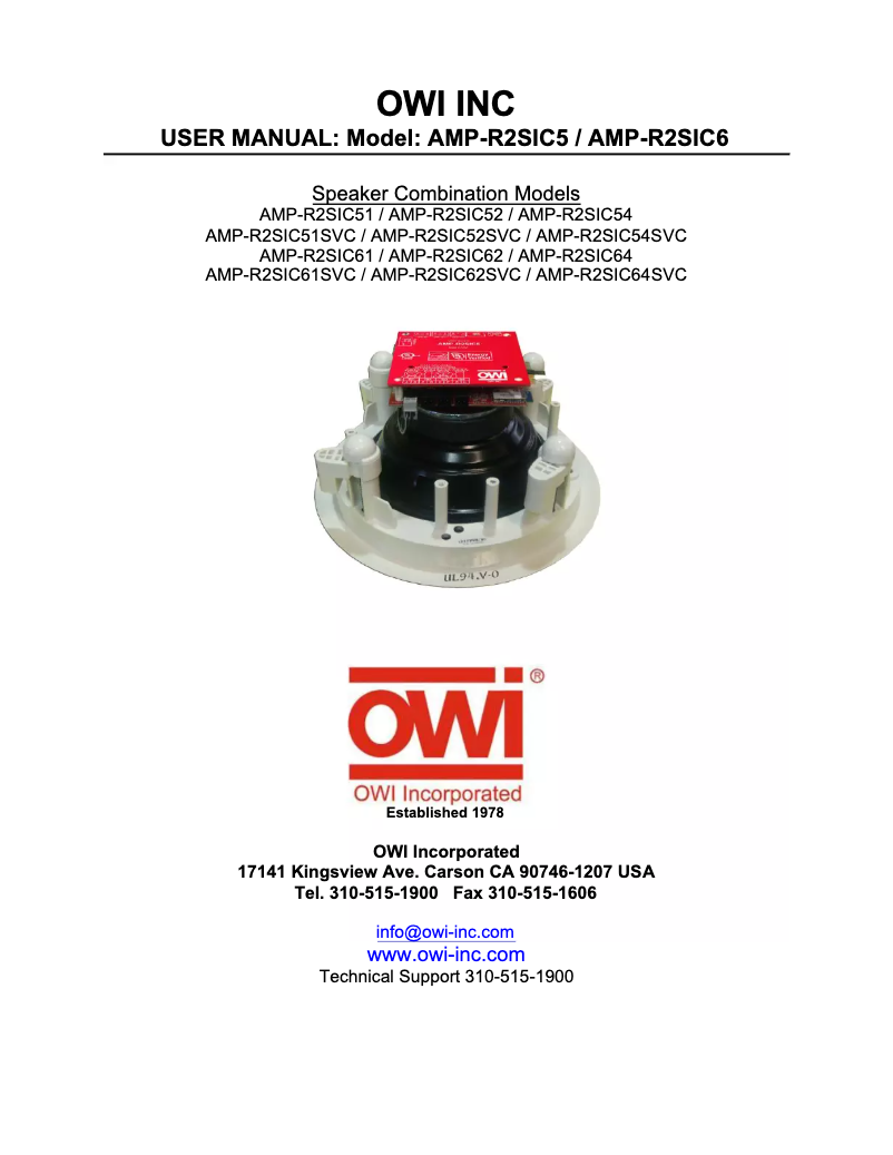 Page n°1 - Manuel utilisateur OWI AMP-R2SIC61