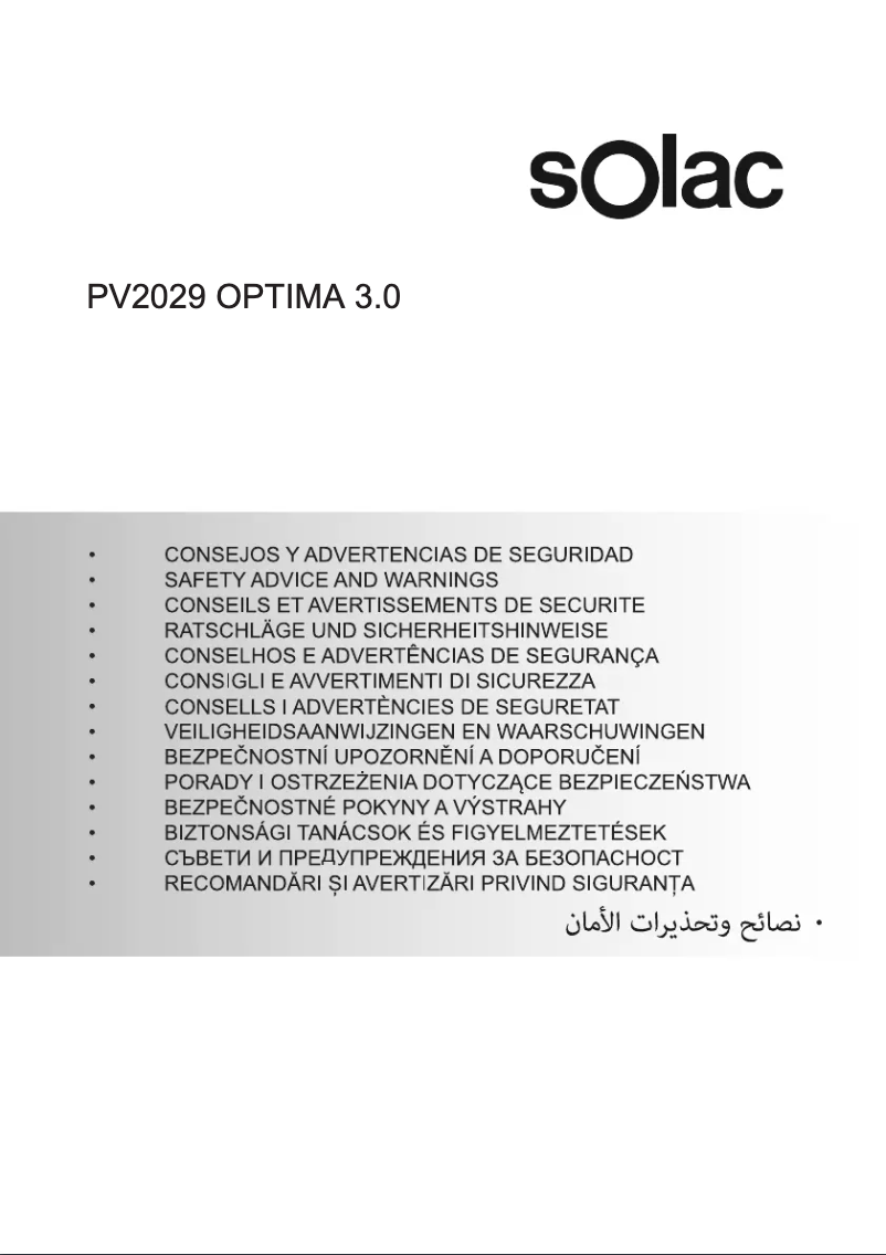 Page n°1 - Instructions de sécurité Solac Optima 3.0 PV2028