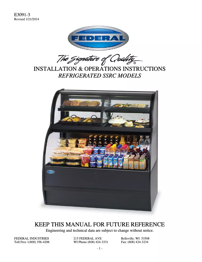 Page 1 de la notice Manuel utilisateur Federal SSRC-5952