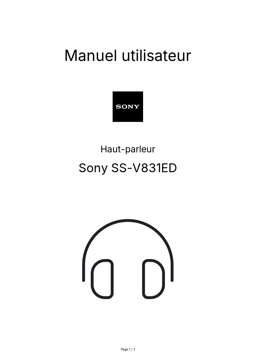Page n°1 - Manuel utilisateur Sony SS-V831ED