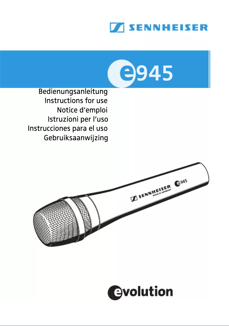 Page n°1 - Manuel utilisateur Sennheiser Evolution E945