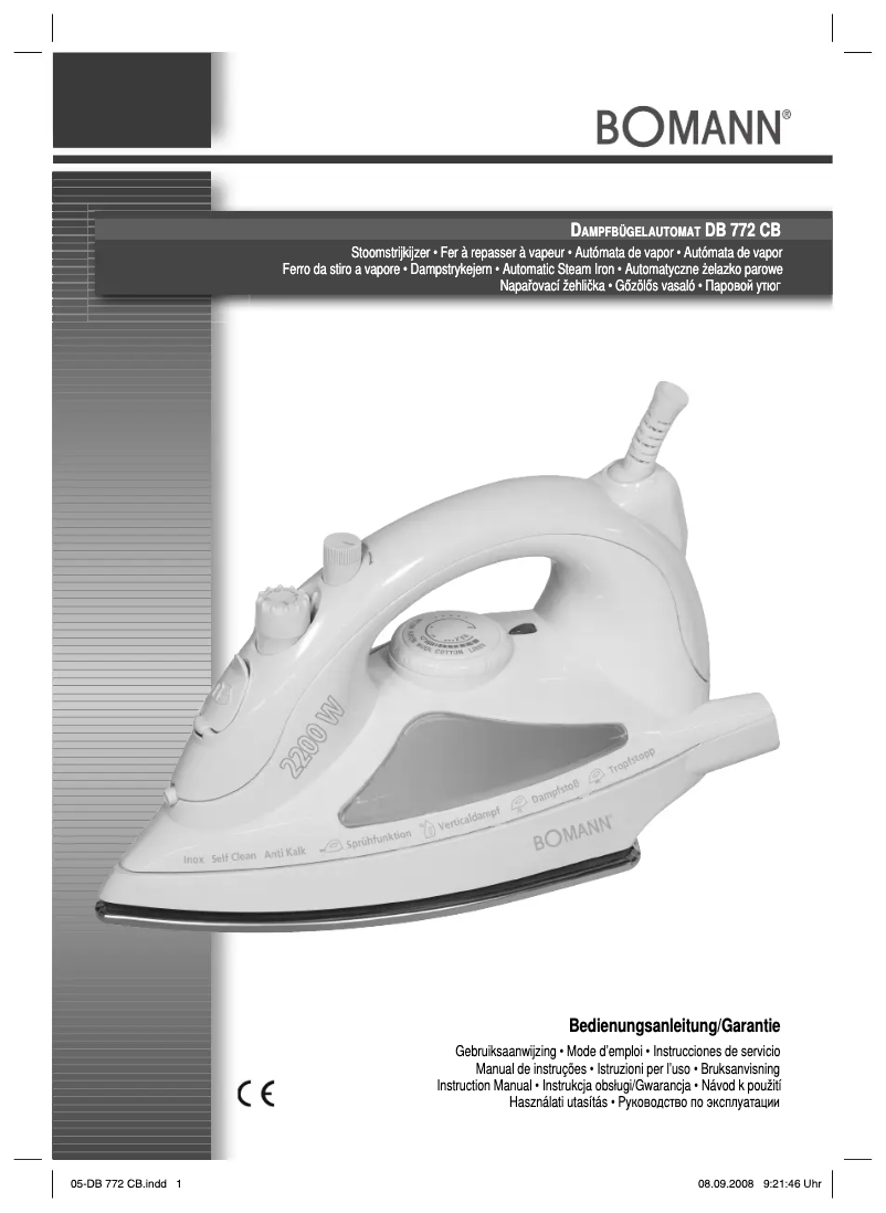 Image de la première page du manuel de l'appareil DB 772 CB