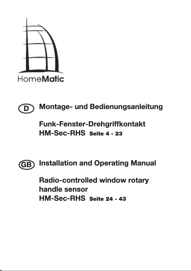 Page n°1 - Manuel utilisateur Homematic IP HM-SEC-RHS