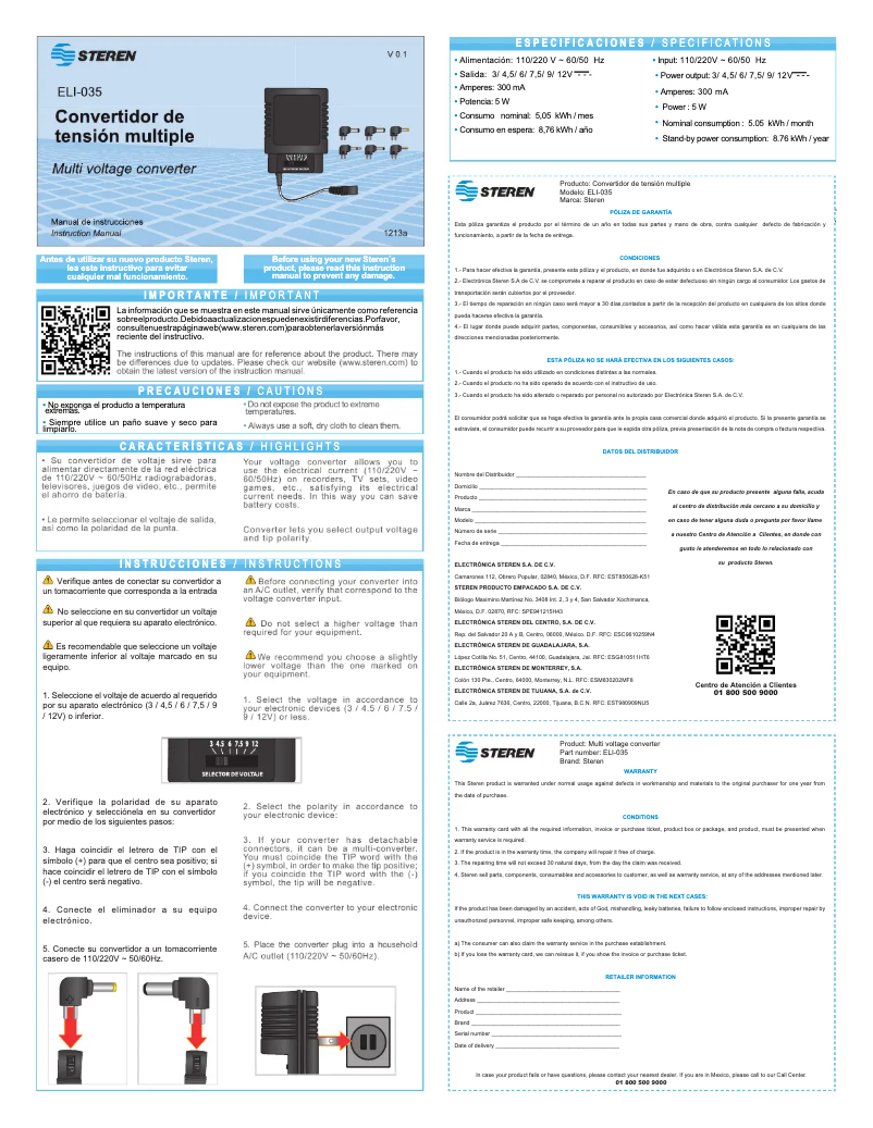 Image de la première page du manuel de l'appareil ELI-035