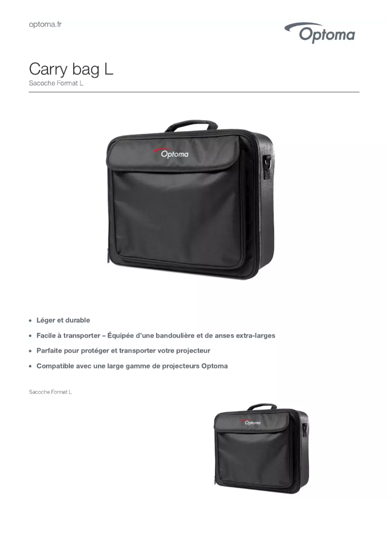 Page 1 de la notice Manuel utilisateur Optoma Carry bag L