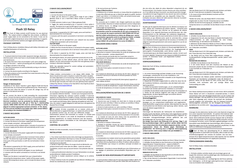 Page 1 de la notice Manuel utilisateur Qubino Flush 1D Relay