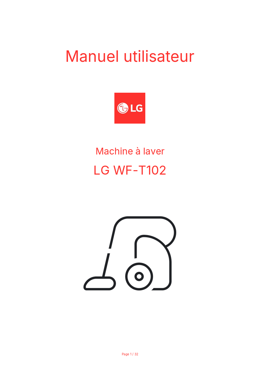 Page n°1 - Manuel utilisateur LG WF-T102