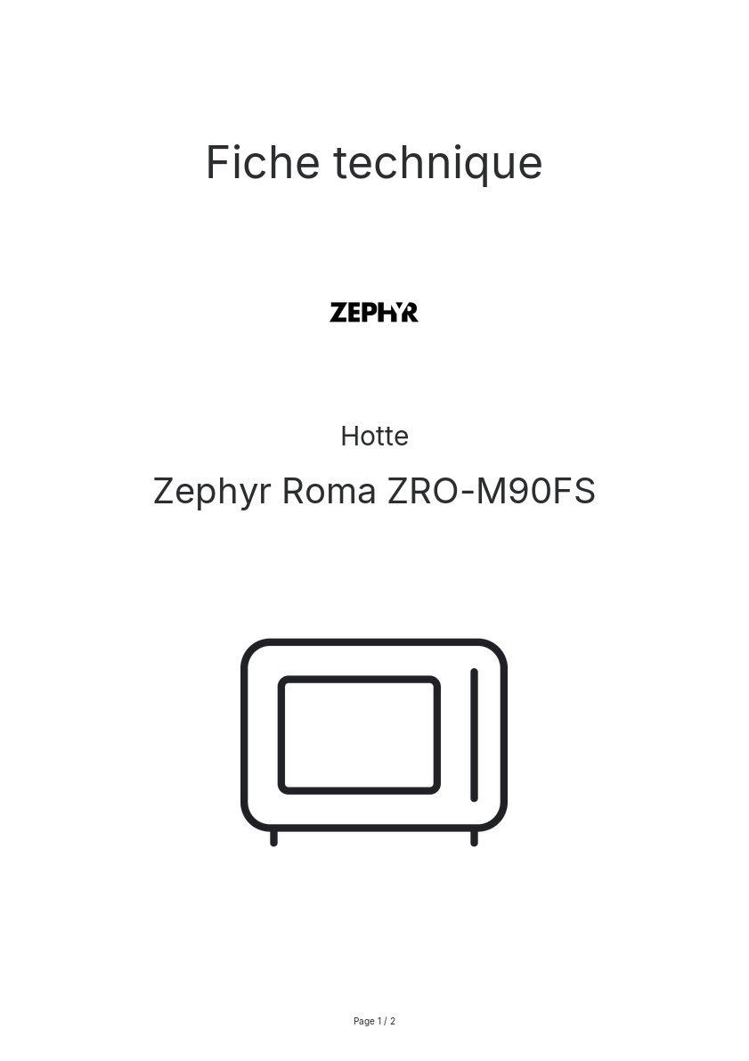 Image de la première page du manuel de l'appareil Roma ZRO-M90FS