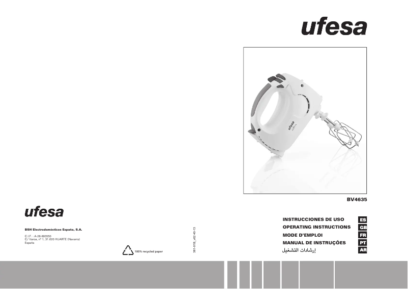 First page image of the manual for BV4635