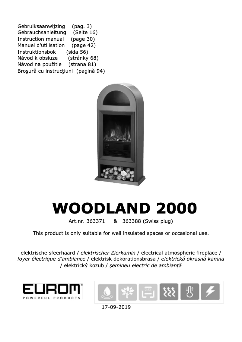 Page 1 de la notice Manuel utilisateur Eurom Woodland 2000