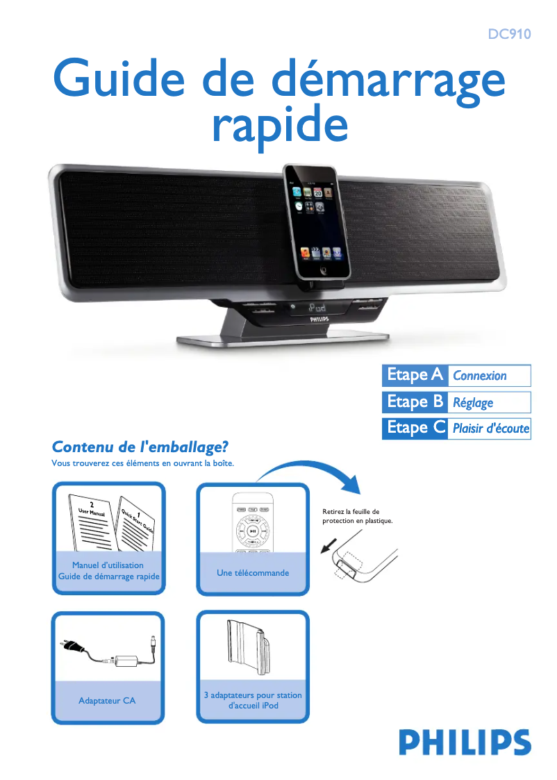 Page n°1 - Guide de démarrage rapide Philips DC910