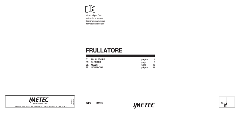 Page n°1 - Manuel utilisateur Imetec BuonFrullato