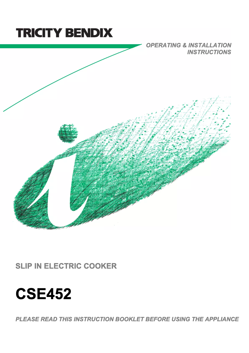 Page n°1 - Manuel utilisateur Tricity Bendix CSE452W