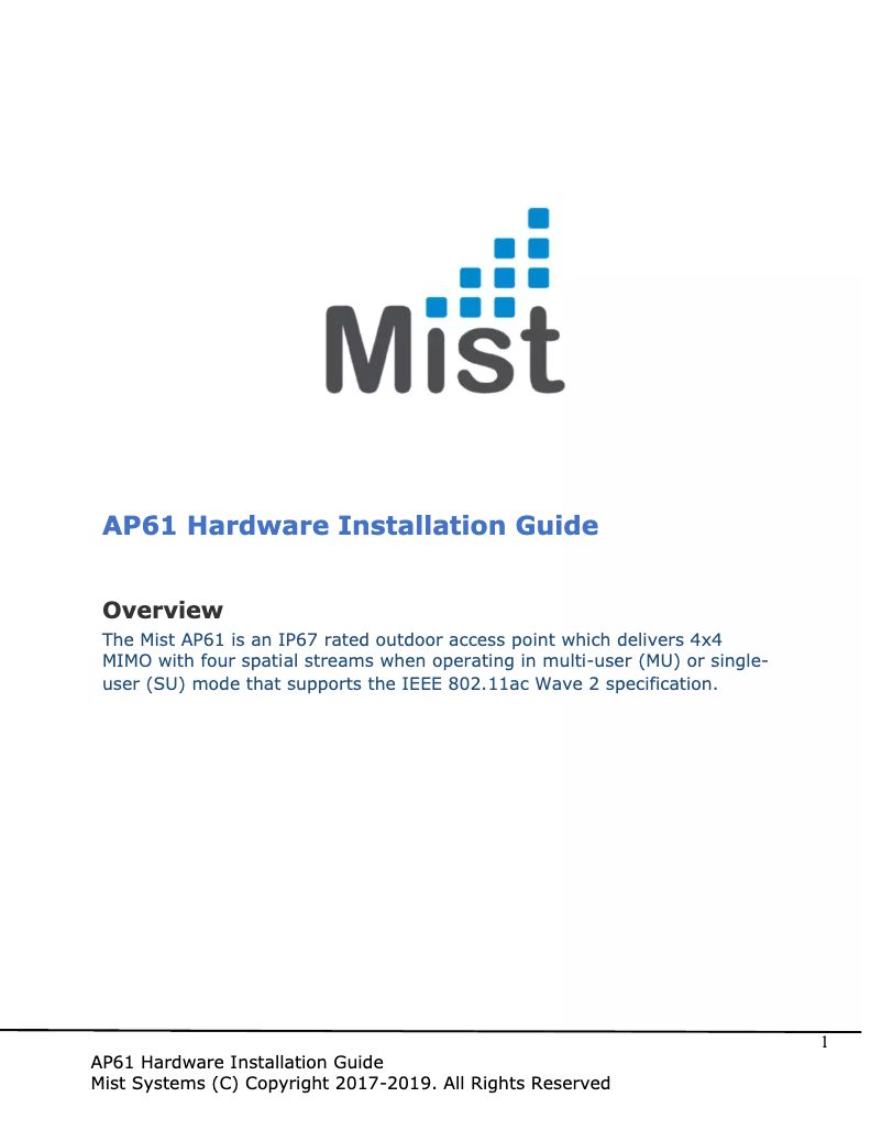 Page n°1 - Manuel utilisateur Mist AP61