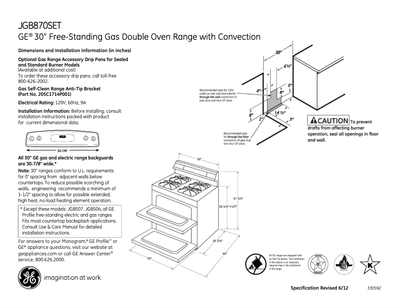 Page n°1 - Fiche technique GE JGB870SETSS