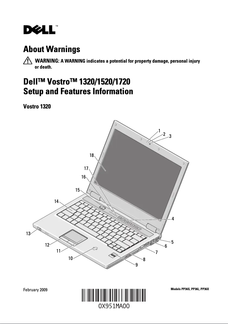 Page 1 de la notice Guide d'installation Dell Vostro 1520