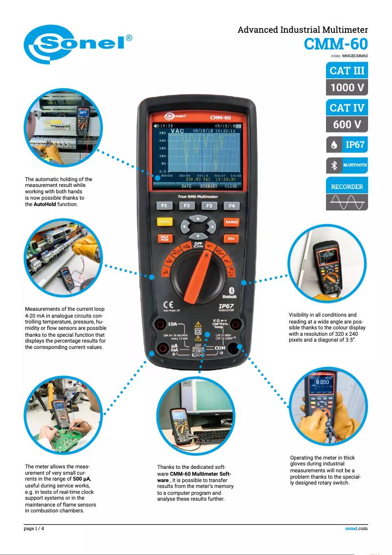 Página 1 del manual Ficha técnica Sonel CMM-60