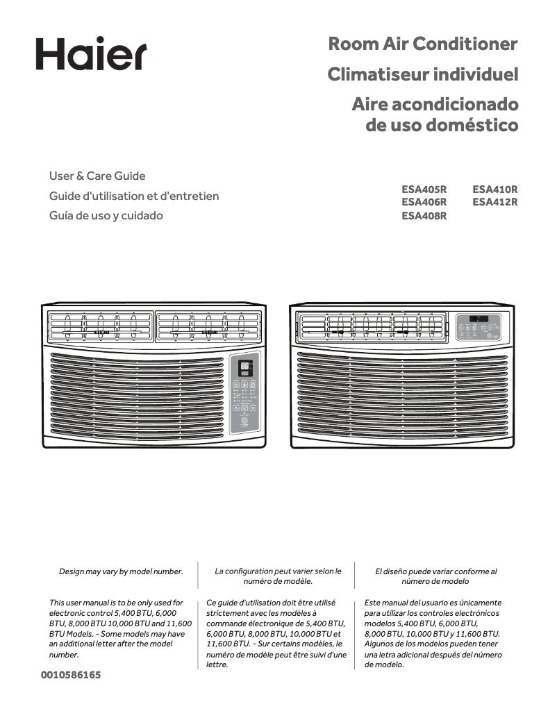 Page 1 de la notice Manuel utilisateur Haier ESA412R