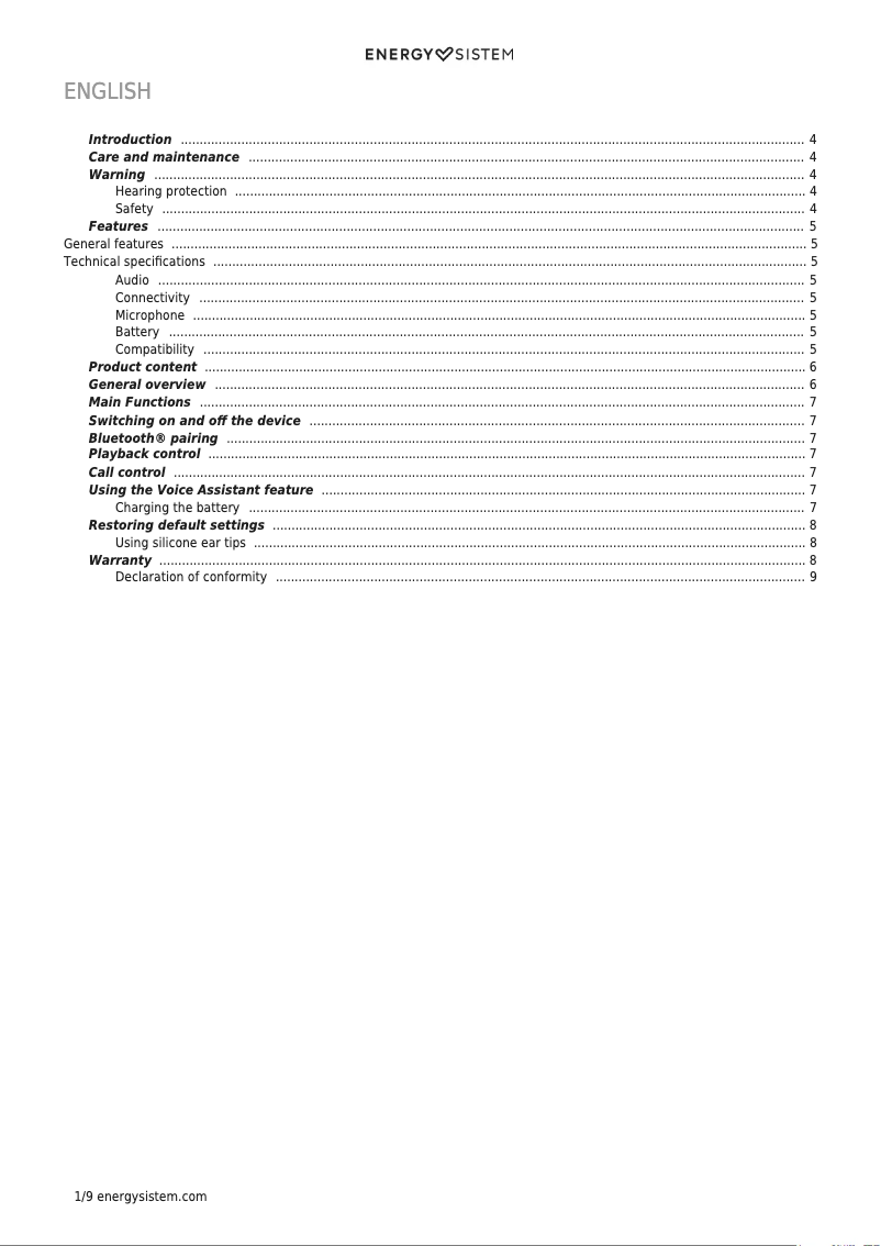 Page n°1 - Manuel utilisateur Energy Sistem Earphones Style Pocket