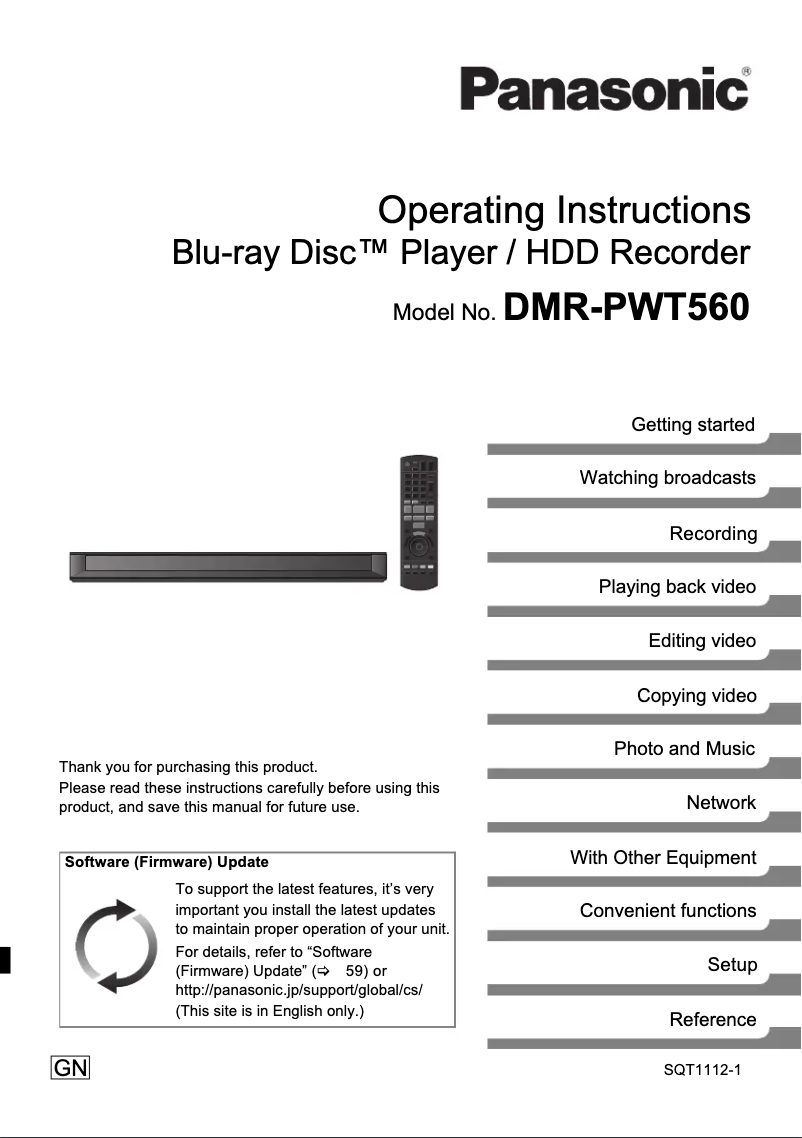 Imagen de la primera página del manual del dispositivo DMR-PWT560