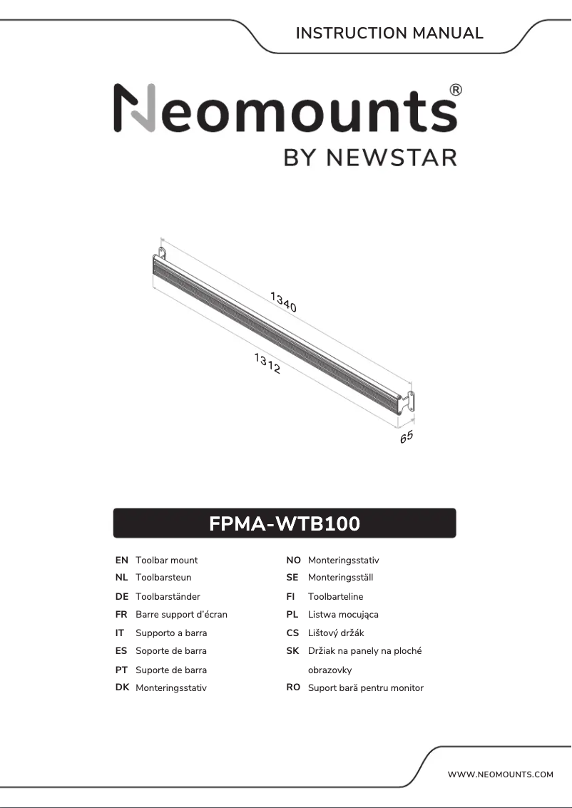 Page 1 de la notice Manuel utilisateur Newstar FPMA-WTB100