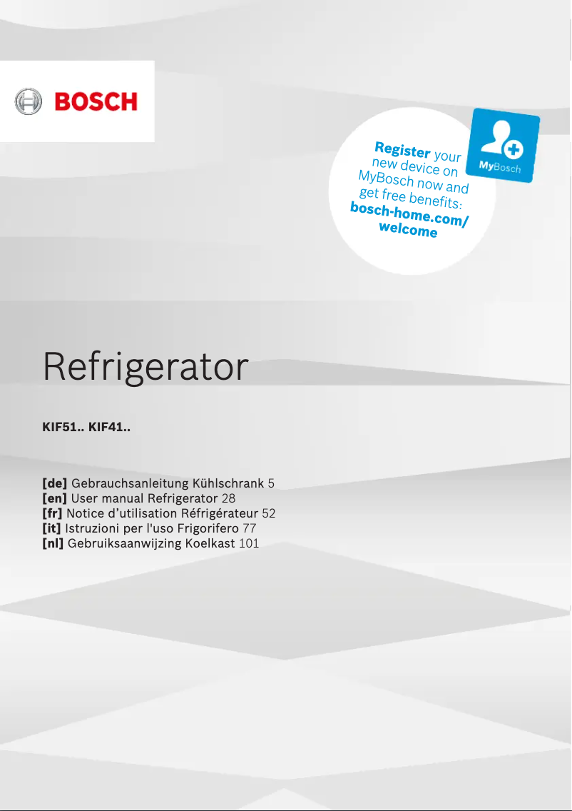 Page n°1 - Manuel utilisateur Bosch MKKF41ADD0