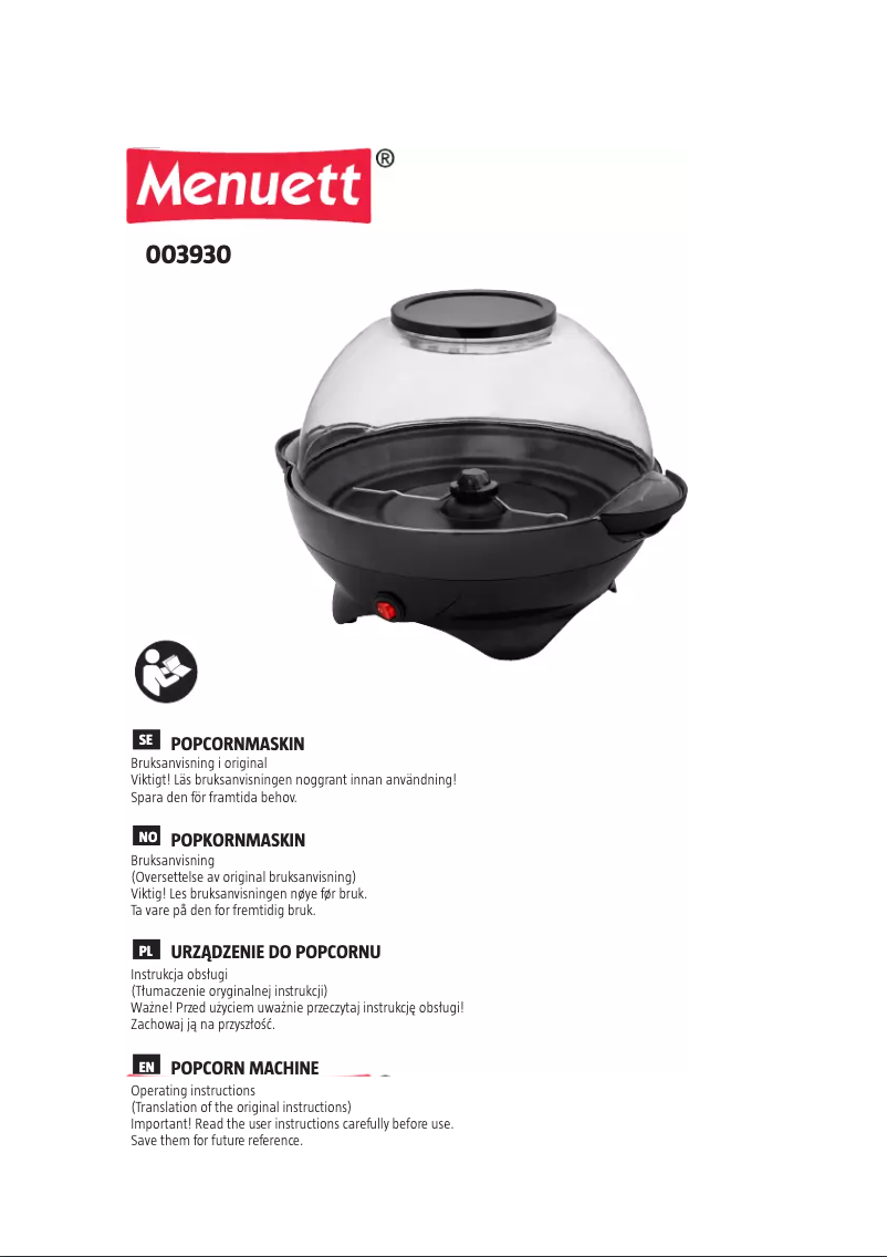 Página 1 del manual Manual de usuario Menuett 003930