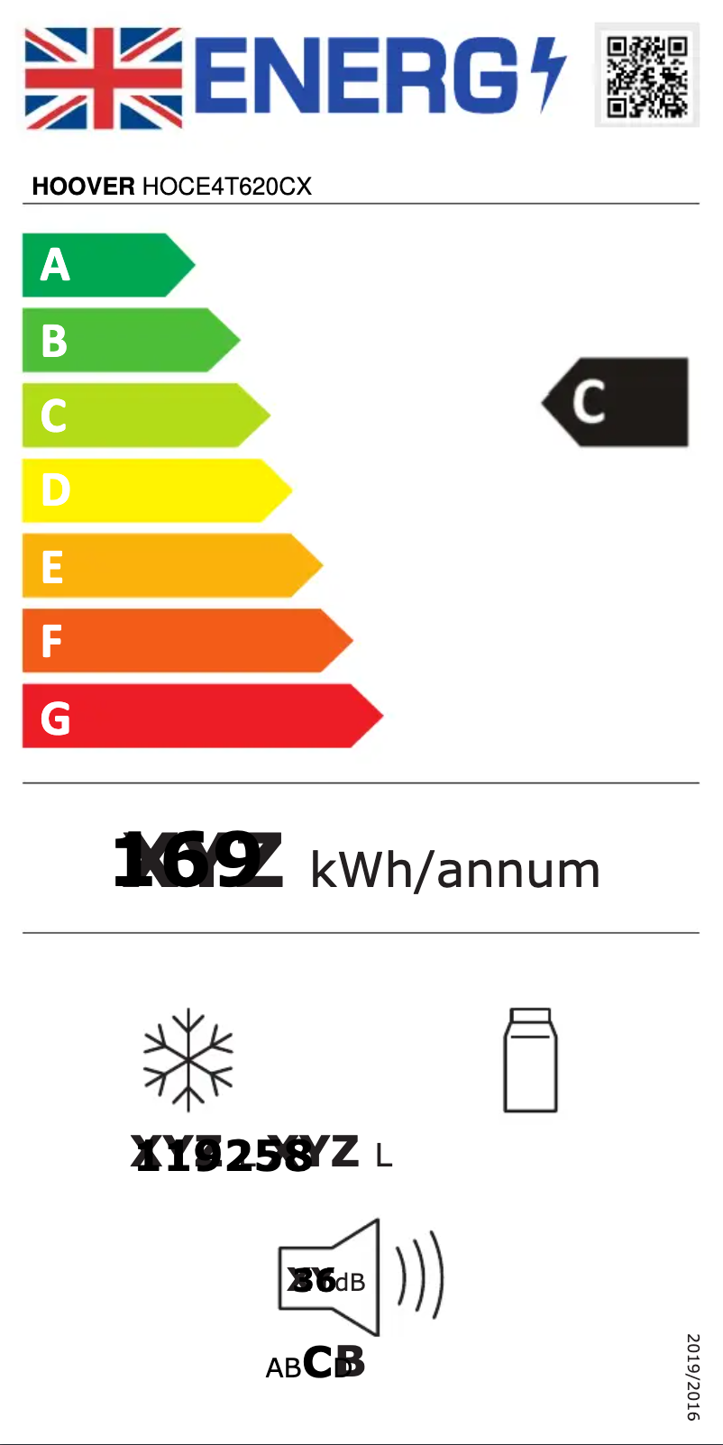 Page 1 de la notice Label énergétique Hoover HOCE4T620CX