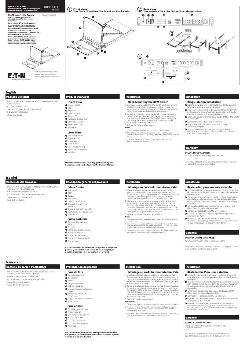 Page 1 de la notice Manuel utilisateur Tripp Lite B064C-16-1X1-IP