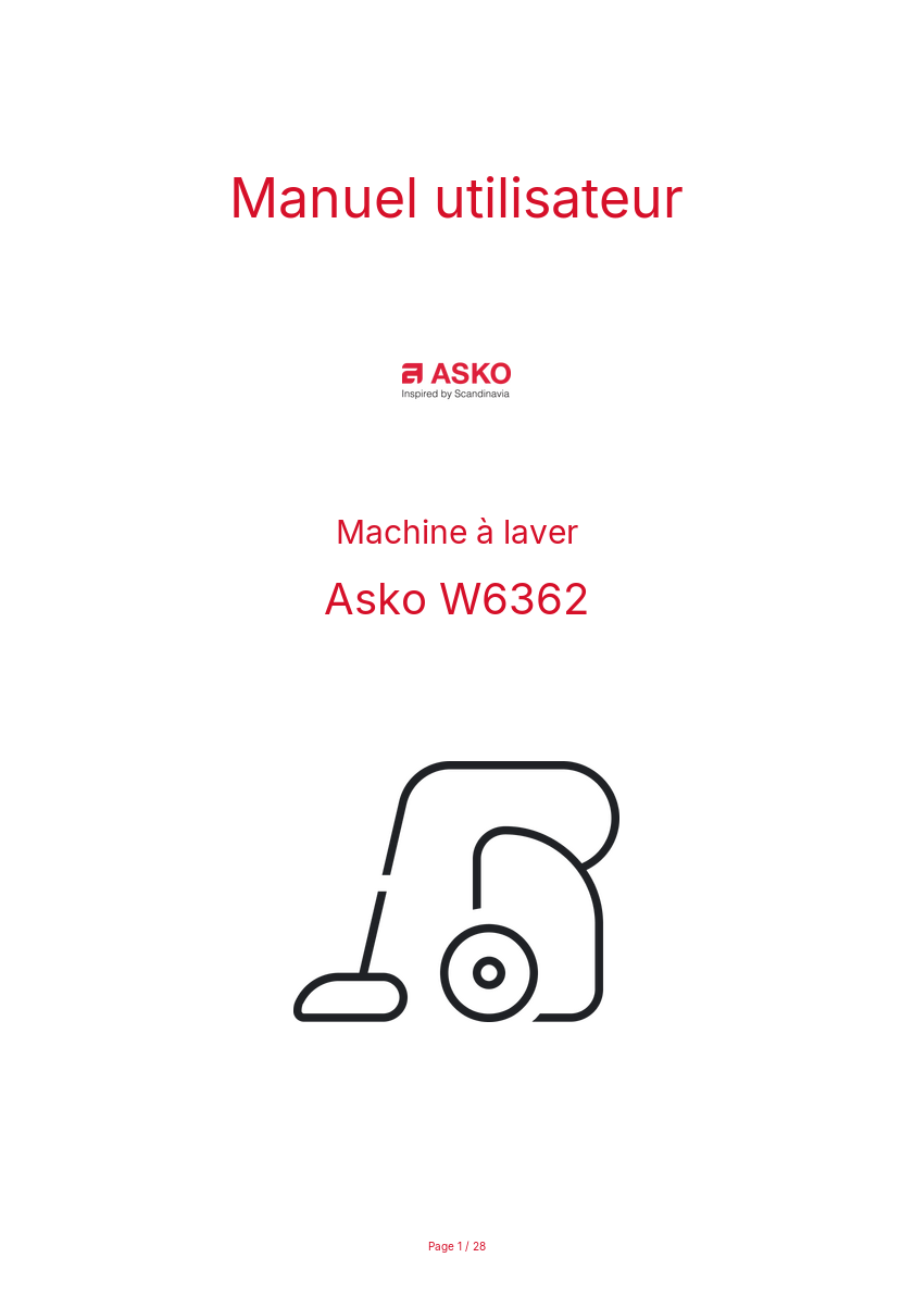 Page n°1 - Manuel utilisateur Asko W6362
