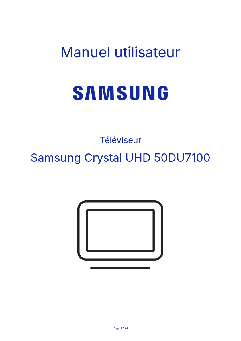 Page n°1 - Manuel utilisateur Samsung Crystal UHD 50DU7100