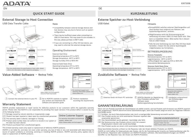 Page n°1 - Manuel utilisateur ADATA HD680