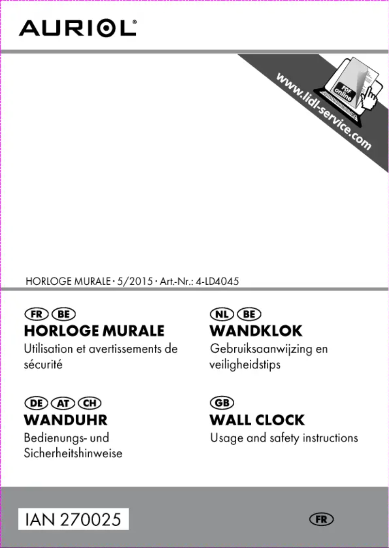 Page 1 of the manual User Manual Auriol IAN 270025