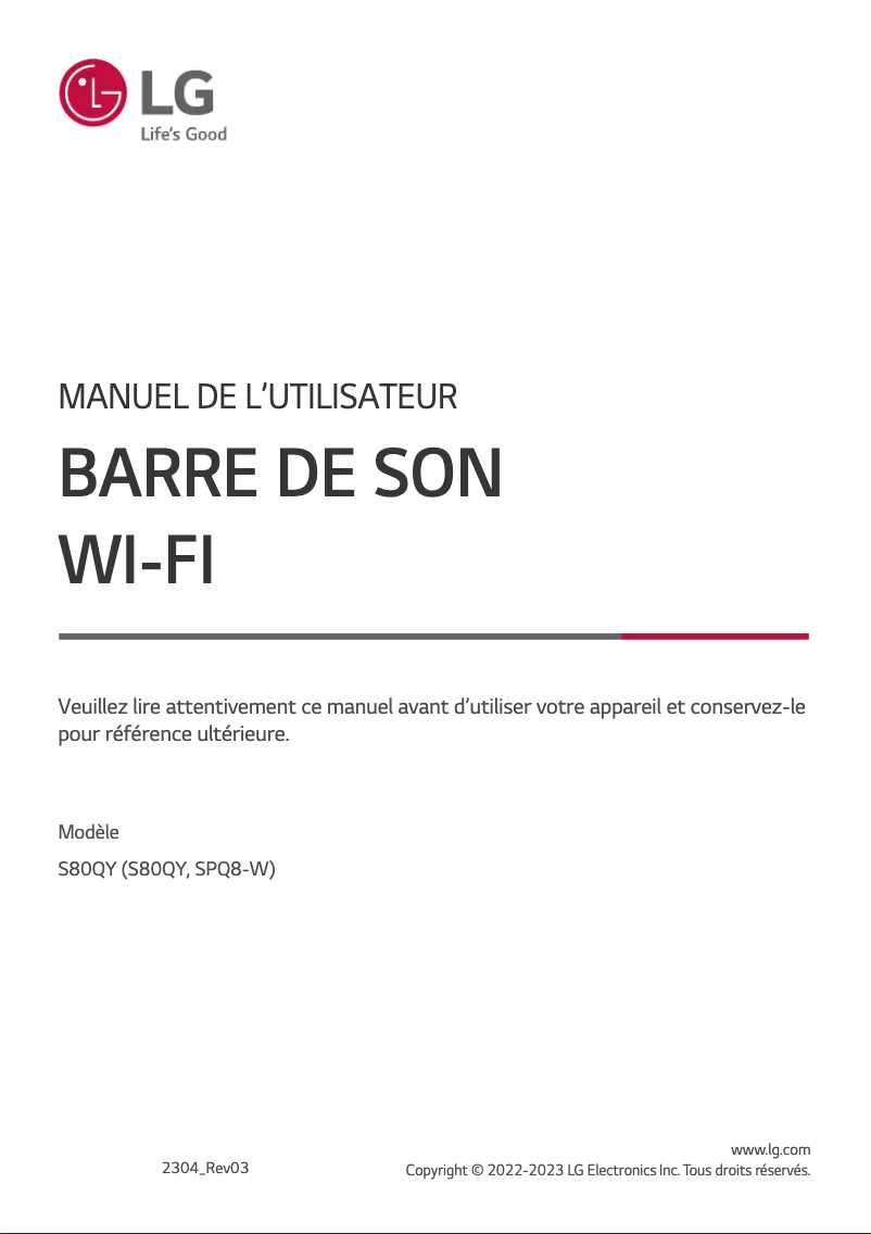 Page n°1 - Manuel utilisateur LG S80QY