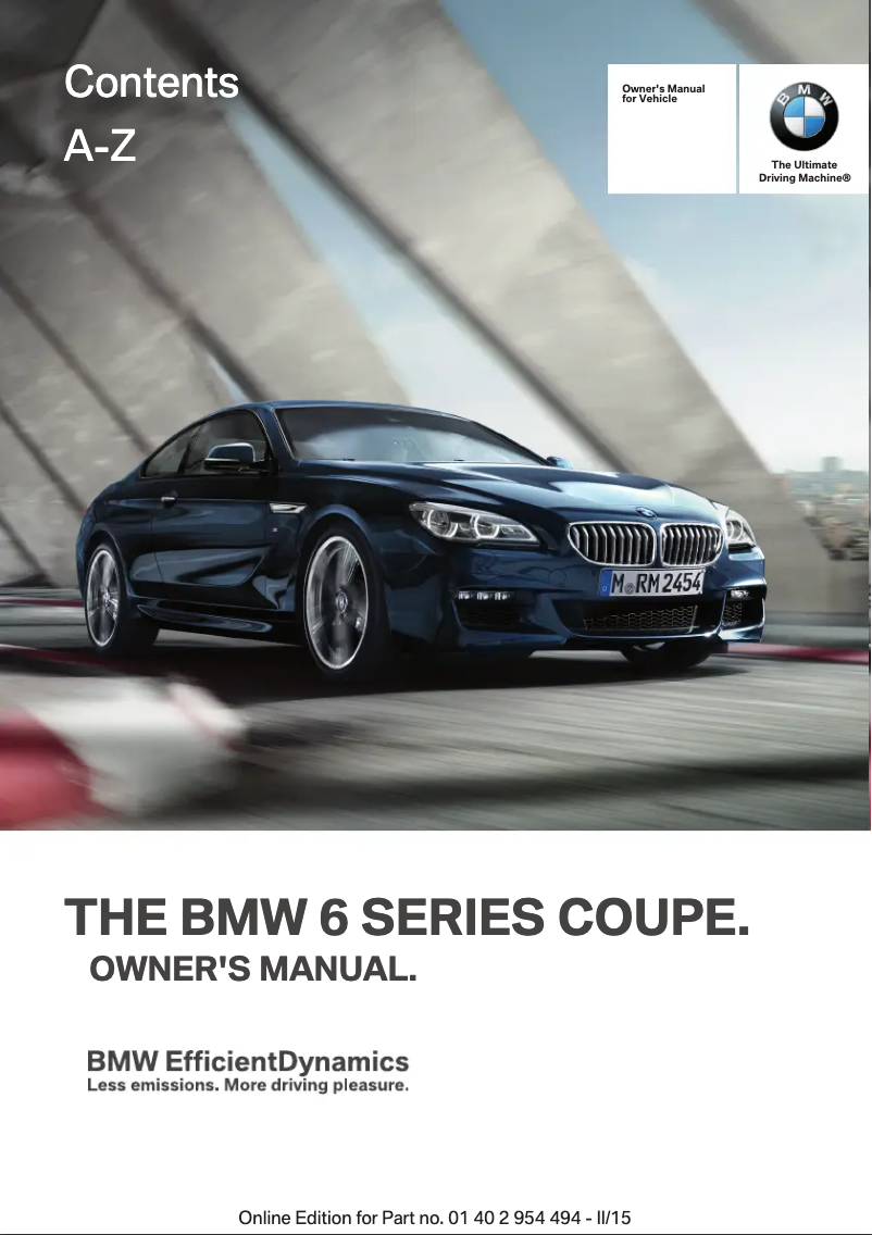 Image de la première page du manuel de l'appareil 6 Series Coupe (2016)