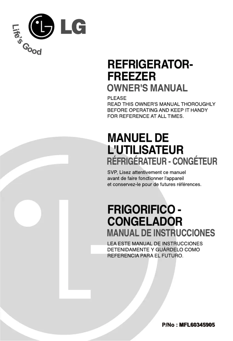 Page 1 de la notice Manuel utilisateur LG GR-V232RL