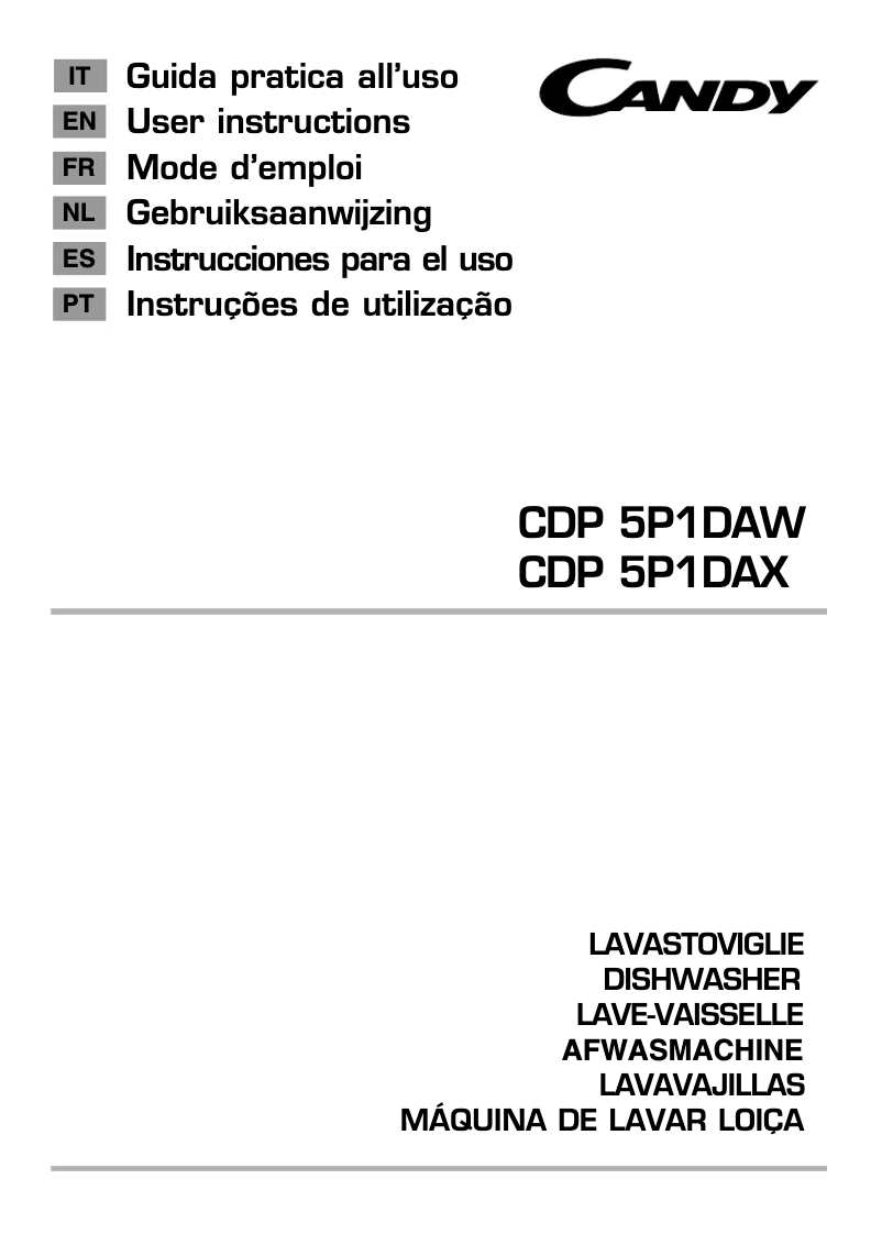 Page n°1 - Manuel utilisateur Candy CDP 5P1DAX-S