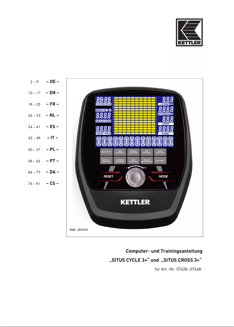 Página 1 del manual Manual de usuario Kettler Situs Cross 3+