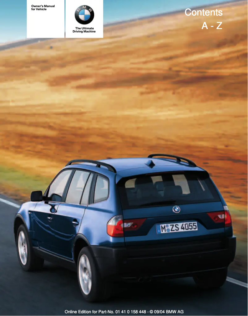 Page 1 de la notice Manuel utilisateur BMW X3 3.0i SAV (2005)