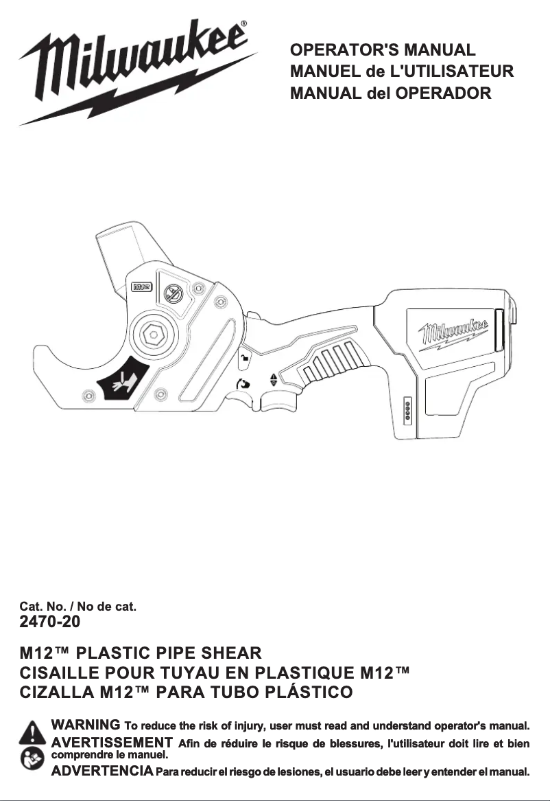 Page n°1 - Manuel utilisateur Milwaukee M12 2470-21