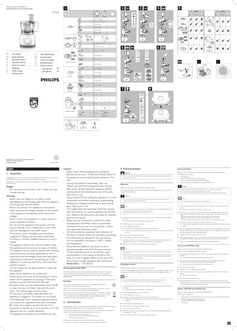 Page n°1 - Manuel utilisateur Philips Daily Collection HR7629